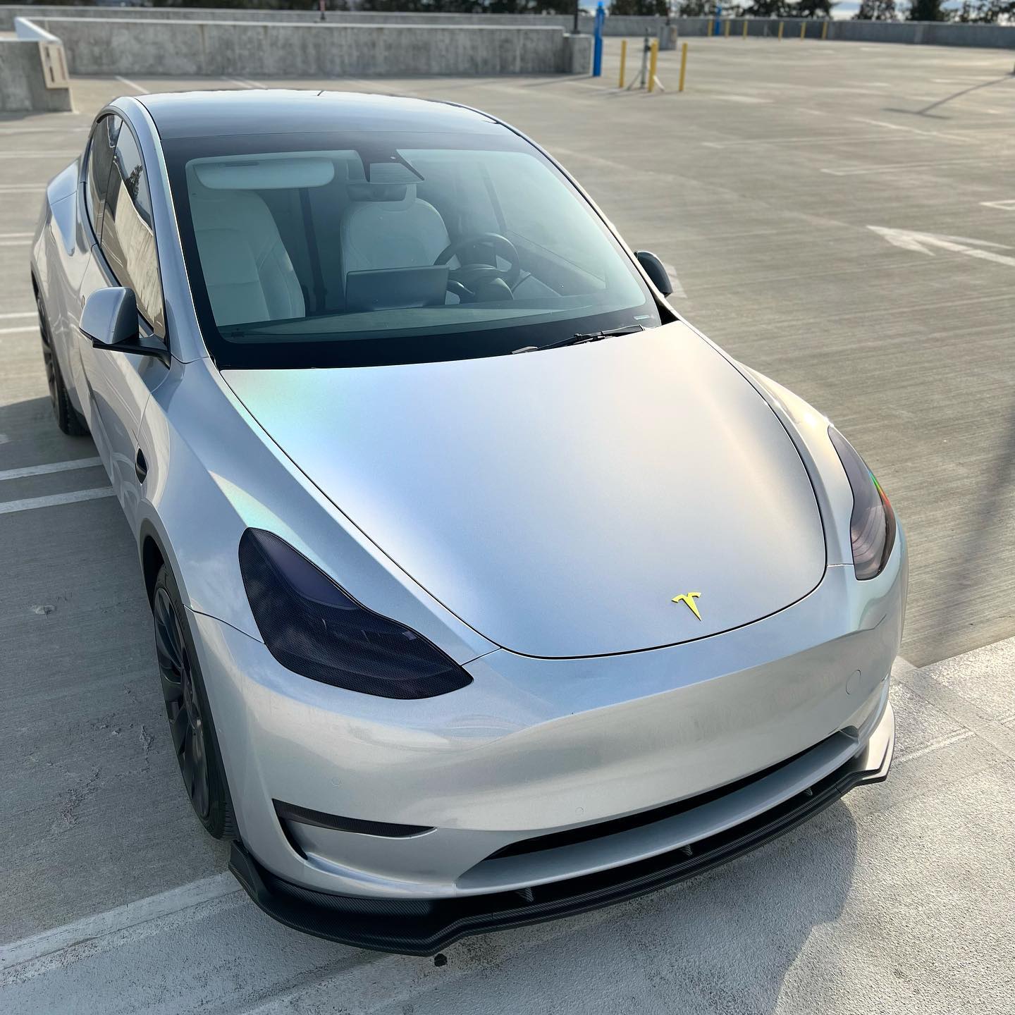 Tesla Model Y   Gloss Iridescent Nardo Grey Vinyl Wrap