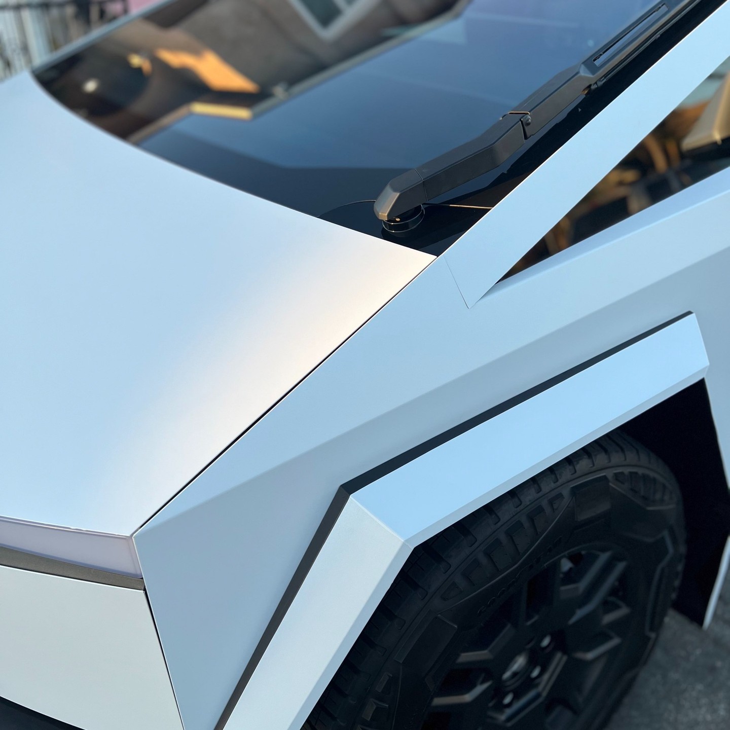 Tesla Cybertruck   Hyper Matte Diamond White PPF Vinyl Wrap